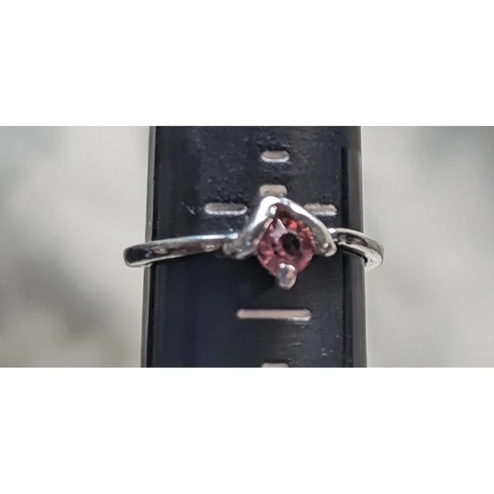 Silvertone Ring Pale Pink Stone Womens Size 5 Dainty Solitaire Costume Jewelry